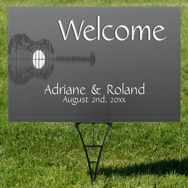 Guitar Cove Wedding Welcome Sign (Insitu)