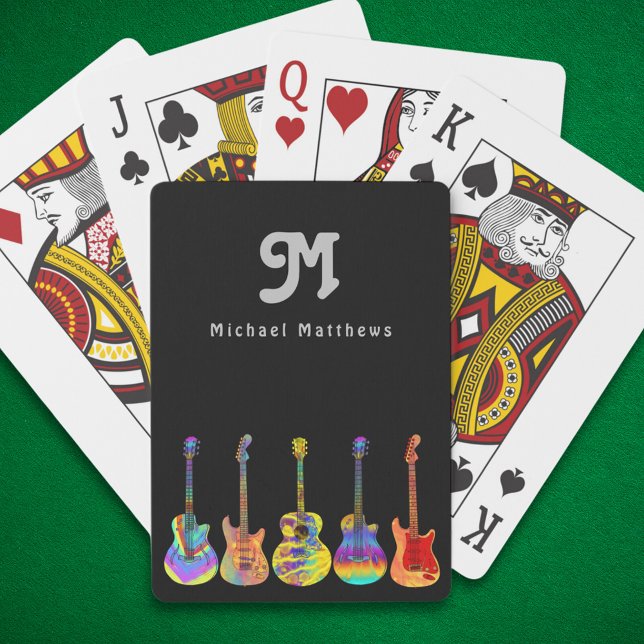 Guitar Custom Poker Cards (Colorful guitar groovy custom playing cards)