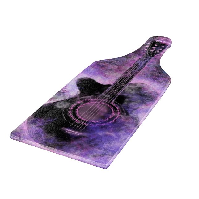 Guitar Cutting Board Music Purple (Corner)