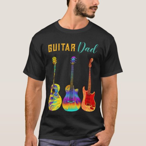 Guitar Dad colorful psychedelic illustration  T_Shirt