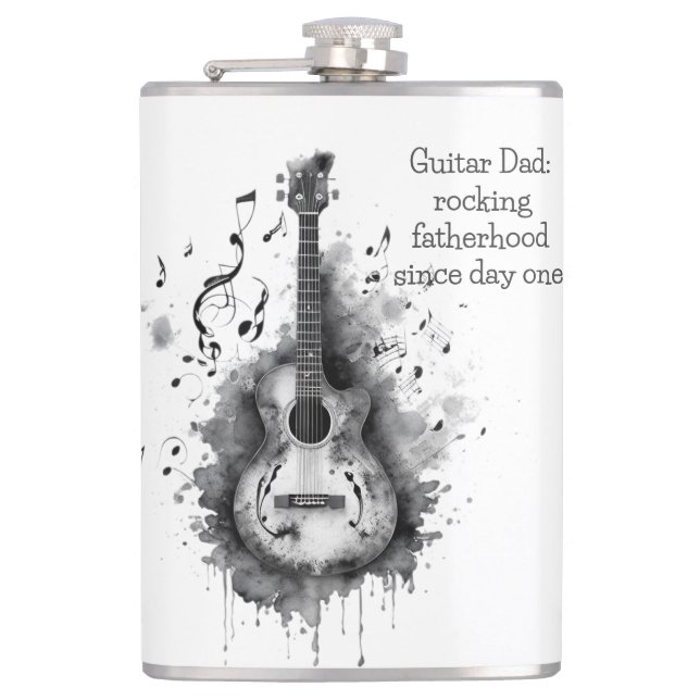 Guitar Dad personalized flask. Father's Day  Flask (Front)