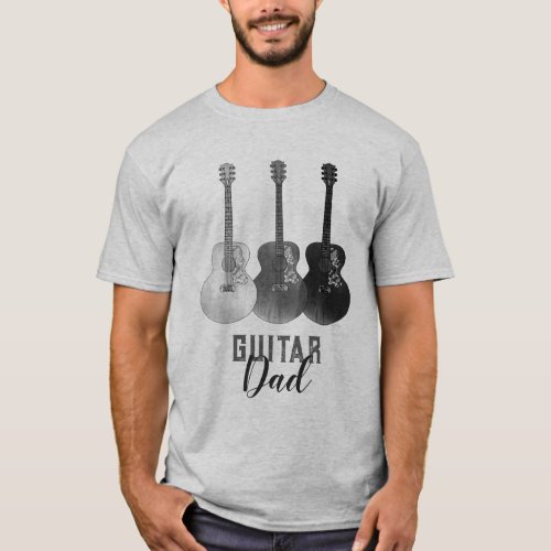 Guitar Dad Slogan black and white T_Shirt