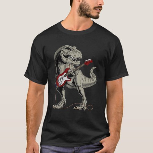 Guitar Dinosaur Playing Guitar T_Shirt