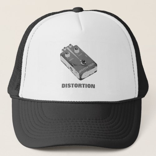 Guitar Distortion Pedal Black  White Trucker Hat