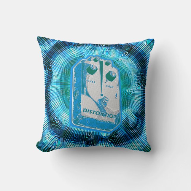 Guitar Distortion Pedal - Throw Pillow (Front)