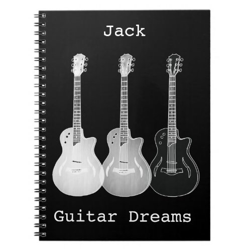 Guitar Dreams Monochrome Pop Art Add Name Jack Notebook