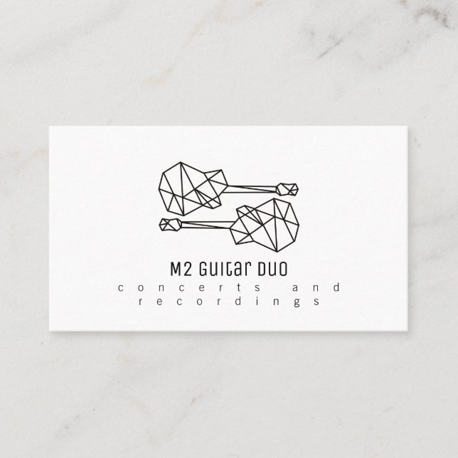 guitar duo white business card with two guitars (Front)