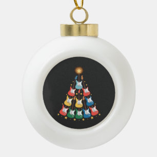Guitar Electric Music Instruments Christmas Tree Ceramic Ball Christmas Ornament