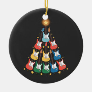 Guitar Electric Music Instruments Christmas Tree Ceramic Ornament