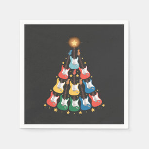 Guitar Electric Music Instruments Christmas Tree Napkins