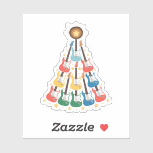 Guitar Electric Music Instruments Christmas Tree Sticker