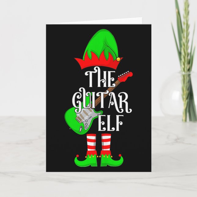 Guitar Elf Christmas Pajamas Matching Family Elf S Card (Front)