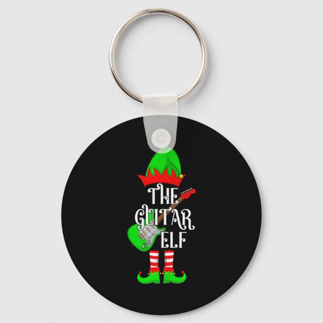 Guitar Elf Christmas Pajamas Matching Family Elf S Keychain (Front)