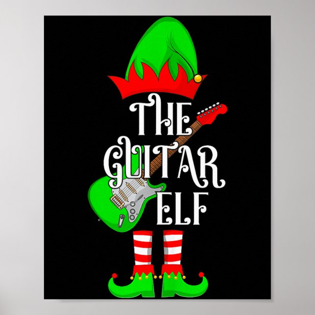 Guitar Elf Christmas Pajamas Matching Family Elf S Poster (Front)