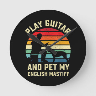 Guitar   English Ma Lover Guitarist Pet Dog Owner Round Clock
