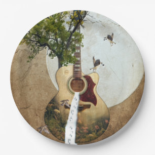 Guitar Fantasy Decorated Paper Plates