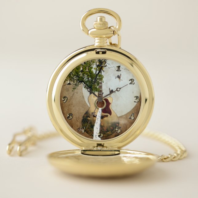 Guitar Fantasy Decorated Pocket Watch (Inside)
