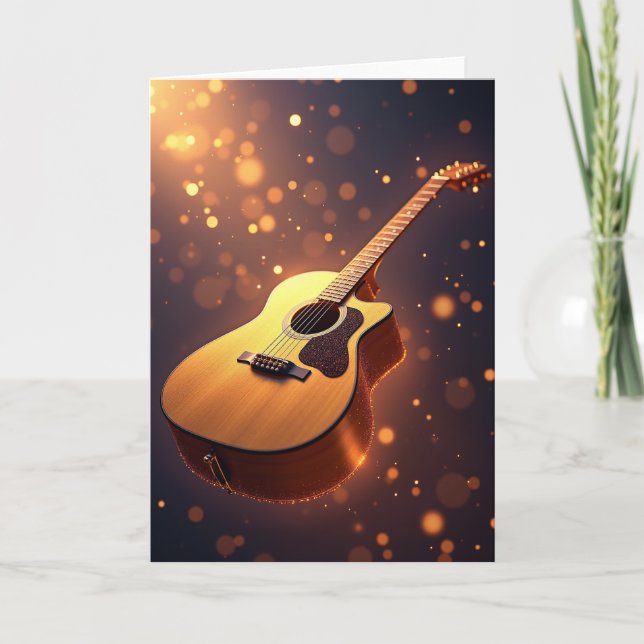 Guitar Fathers Day Bokeh Card (Front)