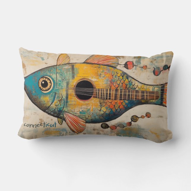 Guitar Fish Throw Pillow (Back)