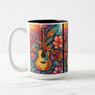Guitar Floral Medley 15 oz Mug
