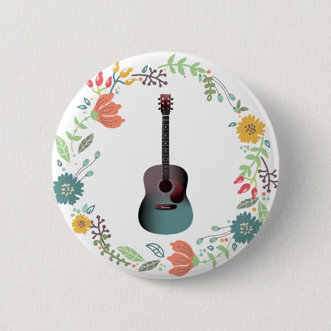 Guitar Flower Ring Button (Front)