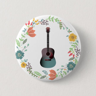 Guitar Flower Ring Button