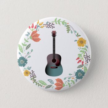 Guitar Flower Ring Button by iroccamaro9 at Zazzle