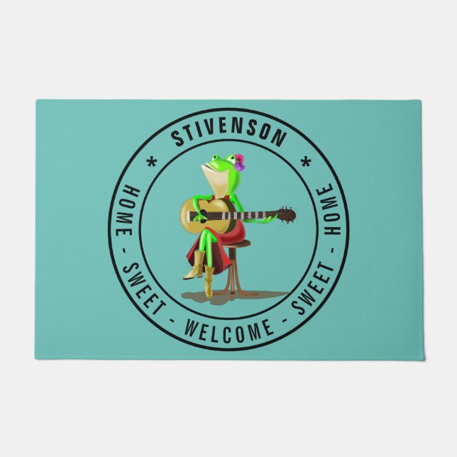 Guitar Frog Welcome Doormat Sweet Home (Front)
