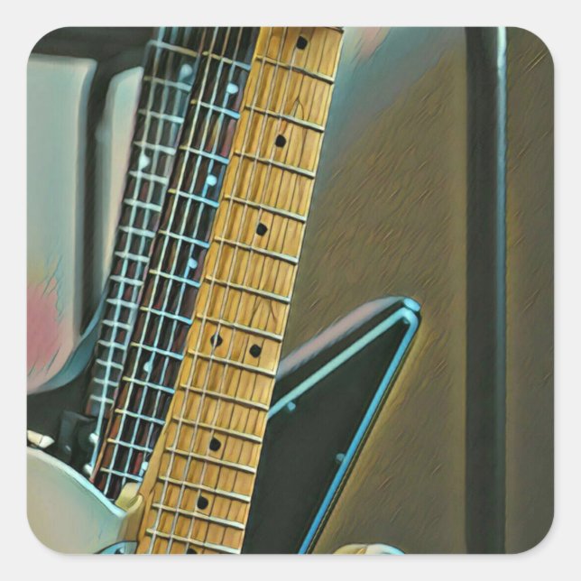 guitar gift for fathers day square sticker (Front)
