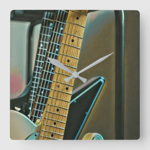 guitar gift for fathers day square wall clock
