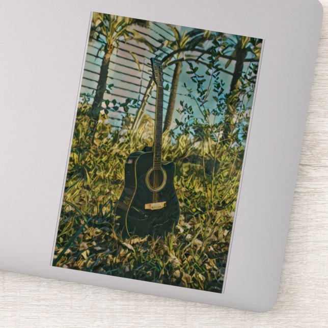 Guitar gift for guitarist sticker (Detail)