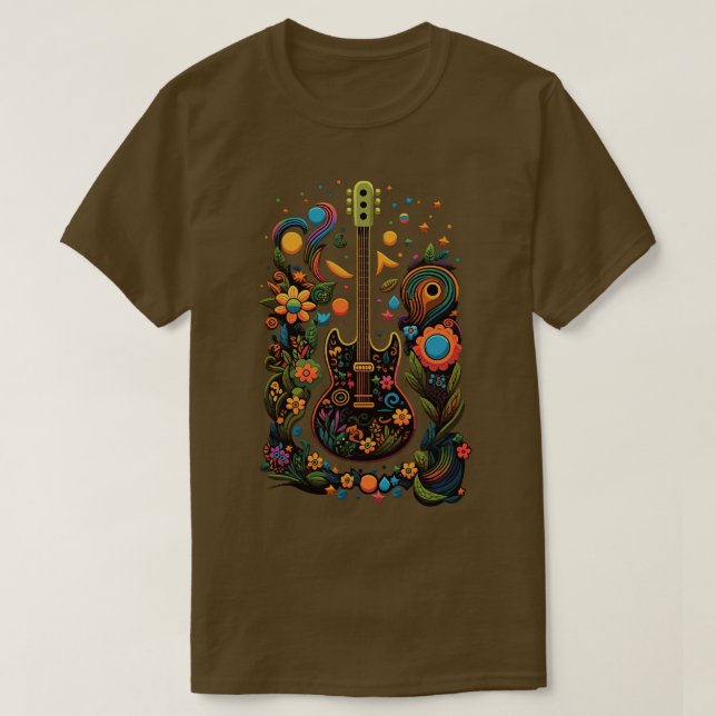 Guitar Gift Guitarist Rock Concert Festival Guitar T-Shirt (Design Front)