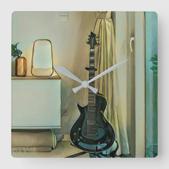 Guitar gifts for dad square wall clock (Front)