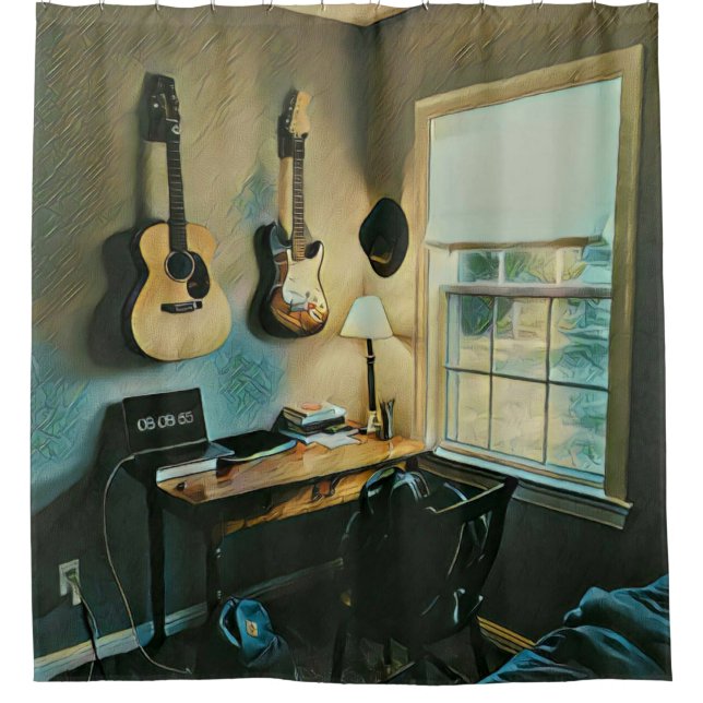 Guitar gifts for girlfriend shower curtain (Front)