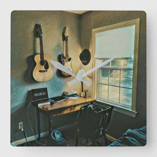 Guitar gifts for girlfriend square wall clock (Front)