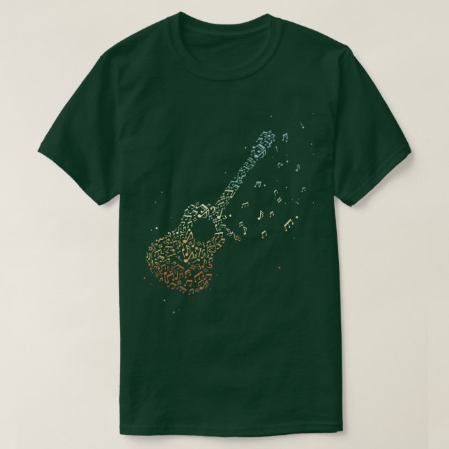 Guitar Gifts Men Music Notes Guitarist Musician Mu T-Shirt (Design Front)
