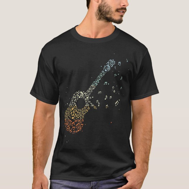 Guitar Gifts Men Music Notes Guitarist Musician Mu T-Shirt (Front)