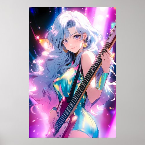Guitar Girl Art Poster