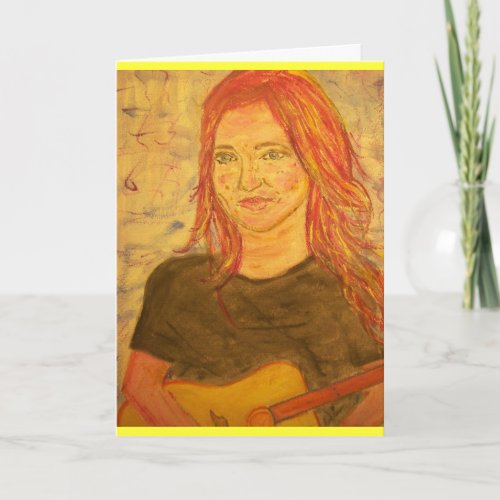 guitar girl birthday card