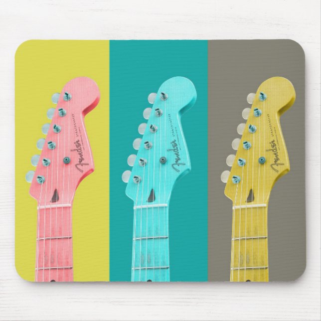 Guitar Girl modern pastel colorful music Mouse Pad (Front)
