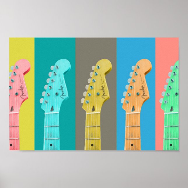 Guitar Girl modern pastel colorful music Poster (Front)