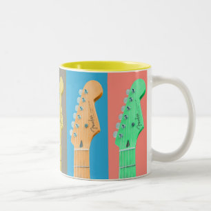 Guitar Girl modern pastel colorful music Two-Tone Coffee Mug