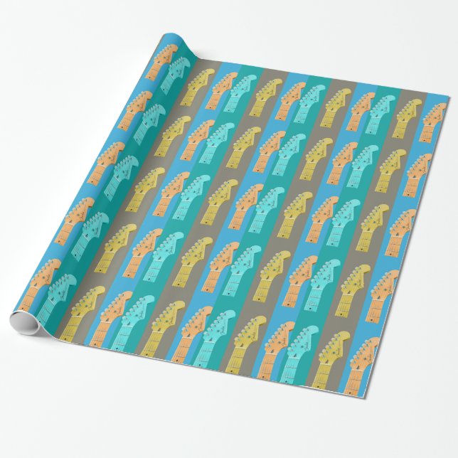 Guitar Girl modern pastel colorful music Wrapping Paper (Unrolled)