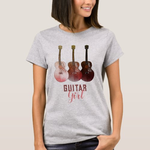 Guitar Girl Slogan Rustic T_Shirt
