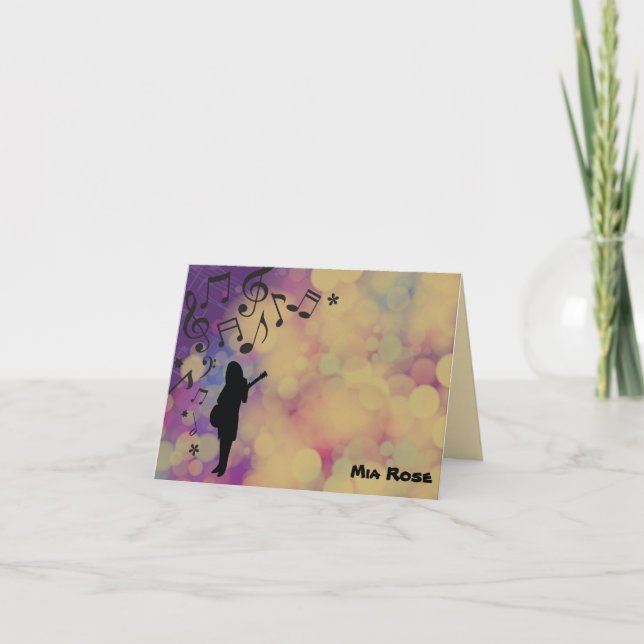 Guitar GirlBat Mitzvah Thank you card (Front)