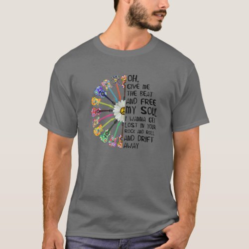 Guitar Give Me The Beat And Free My Soul Hippie T_Shirt