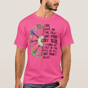 Guitar Give Me The Beat And Free My Soul Hippie  T-Shirt
