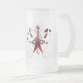Guitar God Frosted Glass Beer Mug by pixelholic at Zazzle
