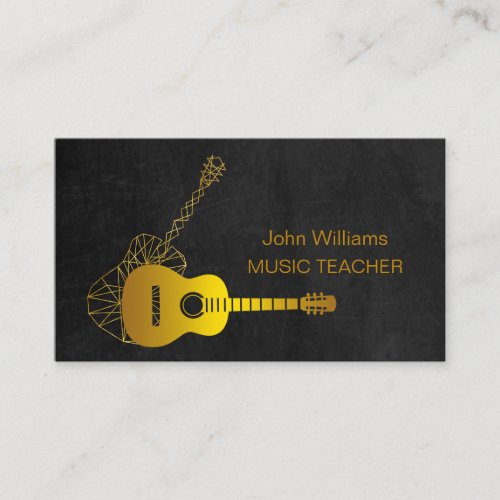 Guitar Gold Music Teacher DJ  Musician Geometric  Business Card
