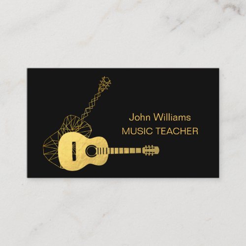Guitar Gold Music Teacher DJ  Musician Geometric   Business Card